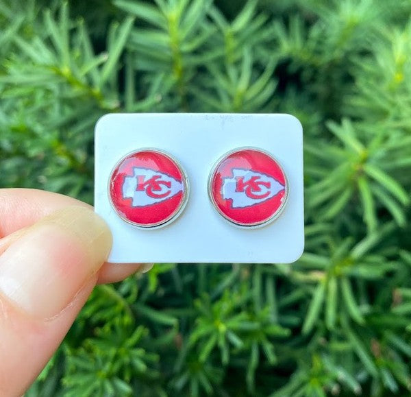 KC Chiefs Stud Earrings Pair