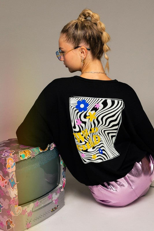 Wild Child Oversized Graphic Pullover