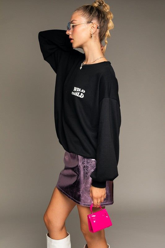 Wild Child Oversized Graphic Pullover