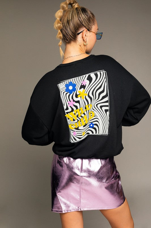 Wild Child Oversized Graphic Pullover