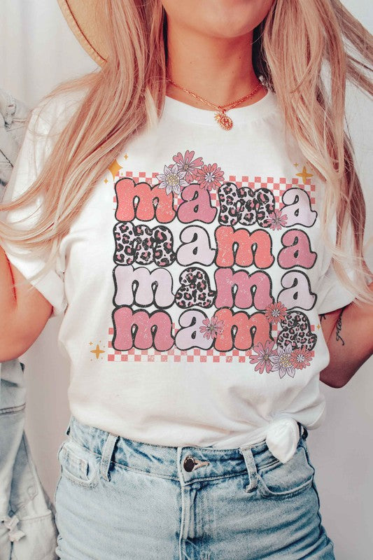 LEOPARD FLORAL MAMA GRAPHIC TEE