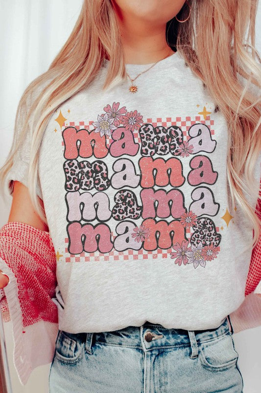 LEOPARD FLORAL MAMA GRAPHIC TEE