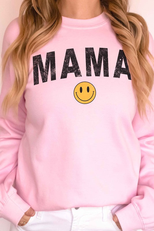 MAMA HAPPY FACE GRAPHIC SWEATSHIRT