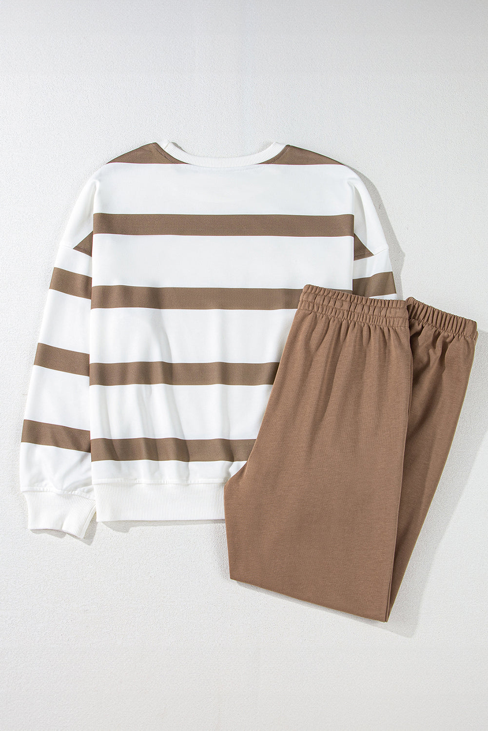 Striped Drop Shoulder Pullover and Joggers Set