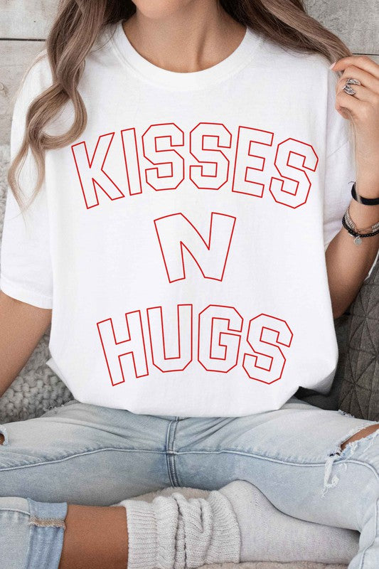 KISSES AND HUGS VALENTINES GRAPHIC TEE