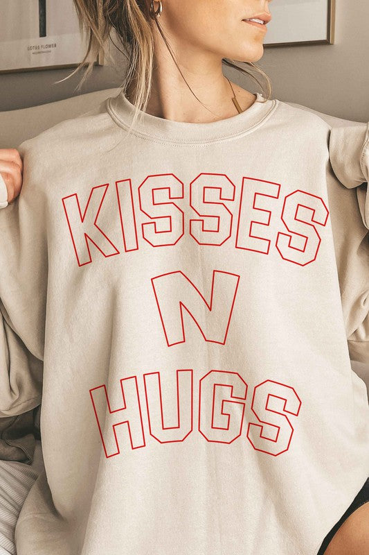 KISSES AND HUGS VALENTINES OVERSIZED SWEATSHIRT