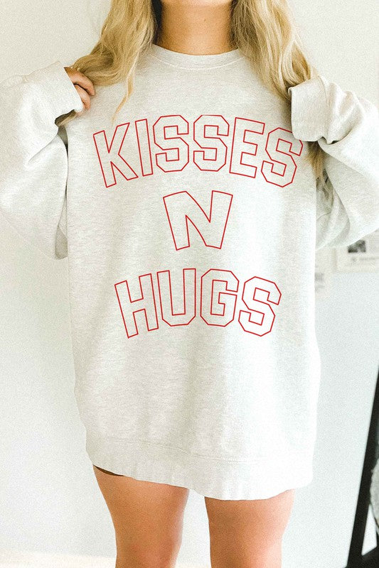 KISSES AND HUGS VALENTINES OVERSIZED SWEATSHIRT