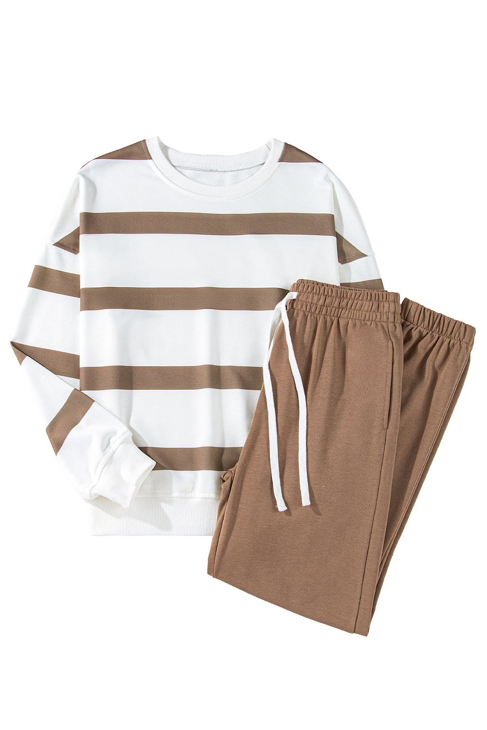 Striped Drop Shoulder Pullover and Joggers Set