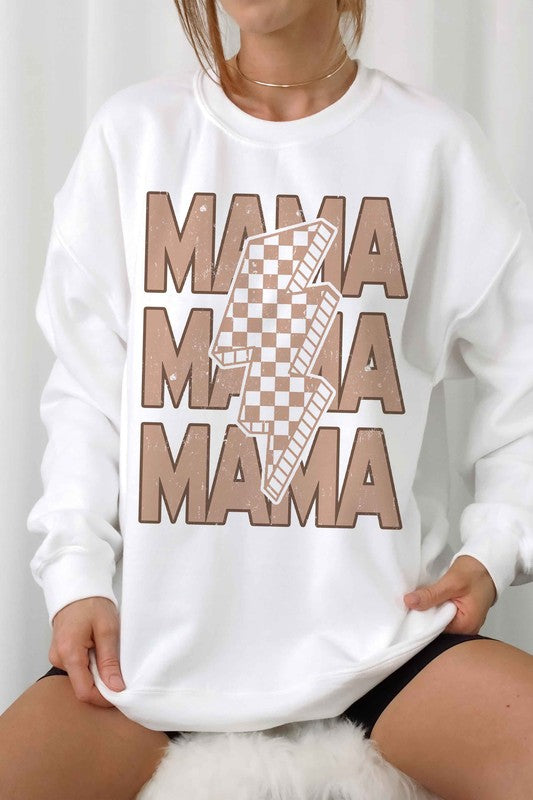 CHECKERED LIGHTNING MAMA Graphic Sweatshirt