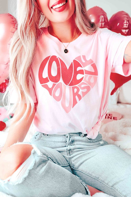 LOVE YOURSELF HEART Graphic T-Shirt