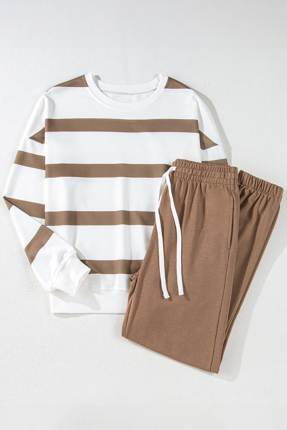 Striped Drop Shoulder Pullover and Joggers Set