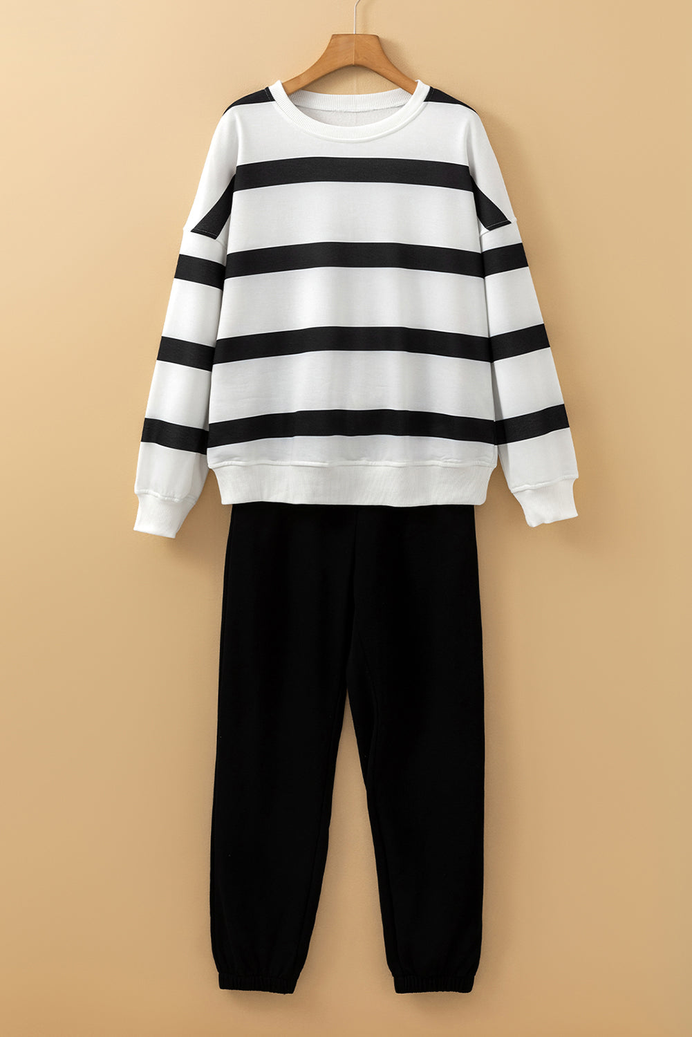 Striped Drop Shoulder Pullover and Joggers Set