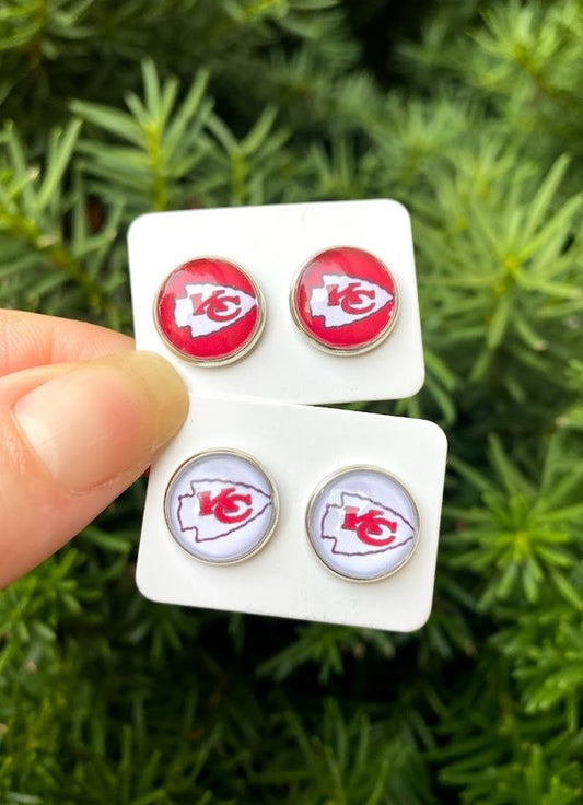 KC Chiefs Stud Earrings Pair