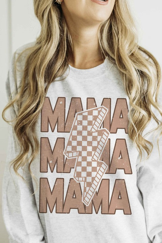 CHECKERED LIGHTNING MAMA Graphic Sweatshirt