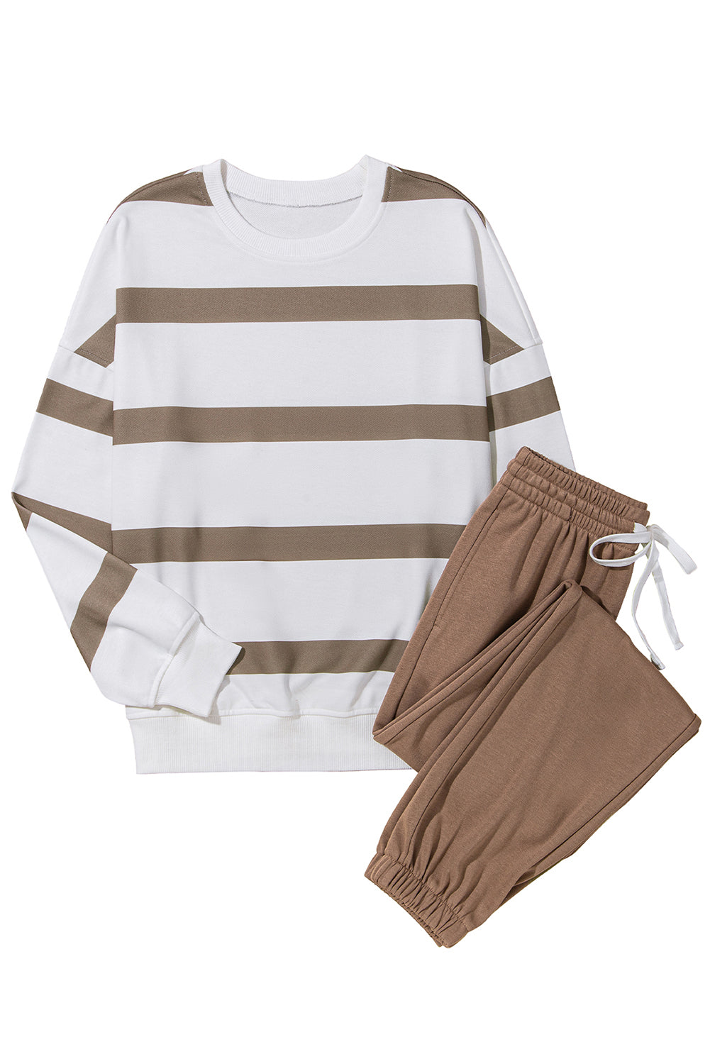 Striped Drop Shoulder Pullover and Joggers Set