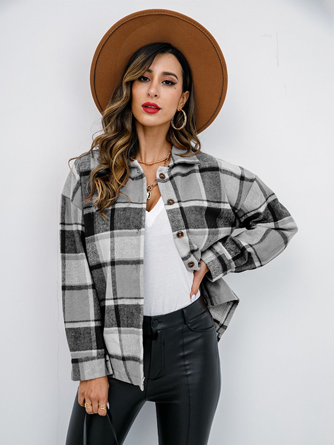 Pumpkin Patch Plaid Button-Down Jacket