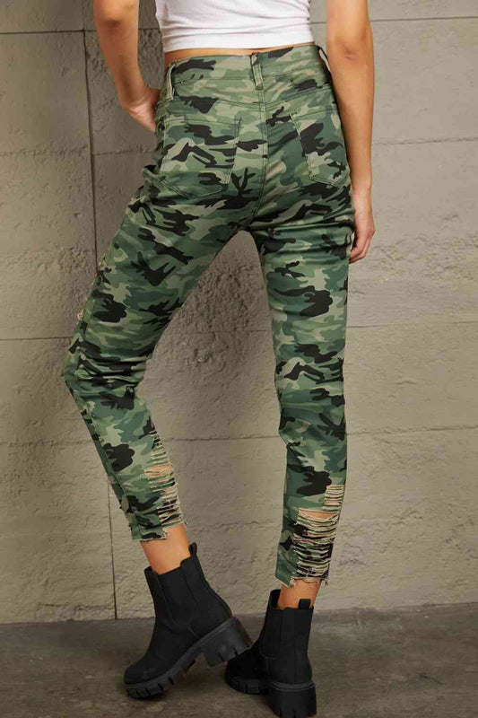 Baeful Distressed Camouflage Jeans