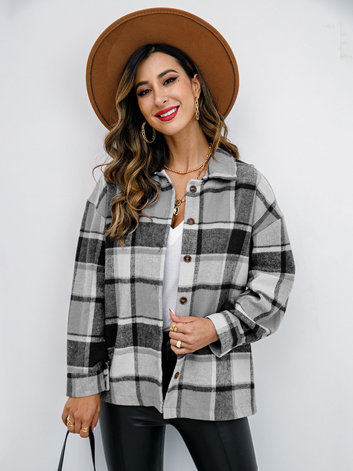 Pumpkin Patch Plaid Button-Down Jacket