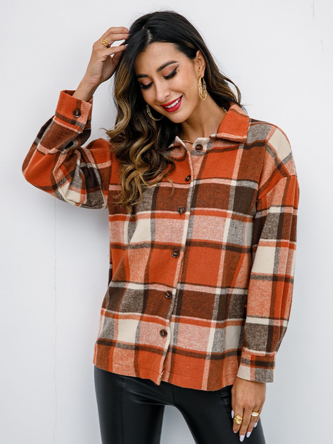 Pumpkin Patch Plaid Button-Down Jacket