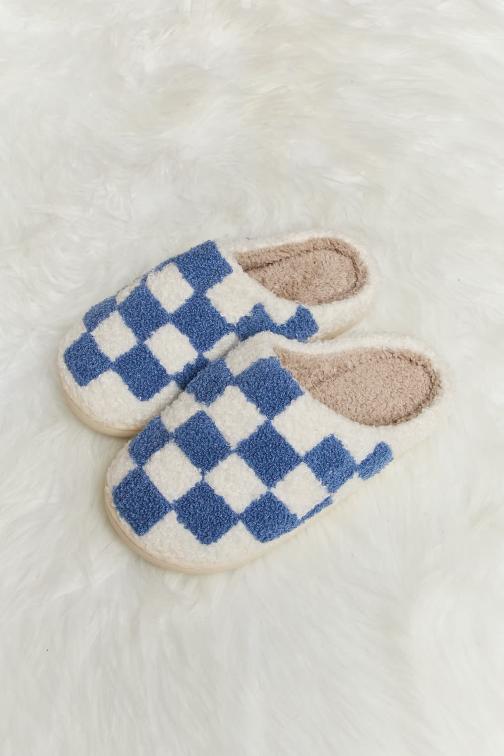 Melody Checkered Plush Slide Slippers