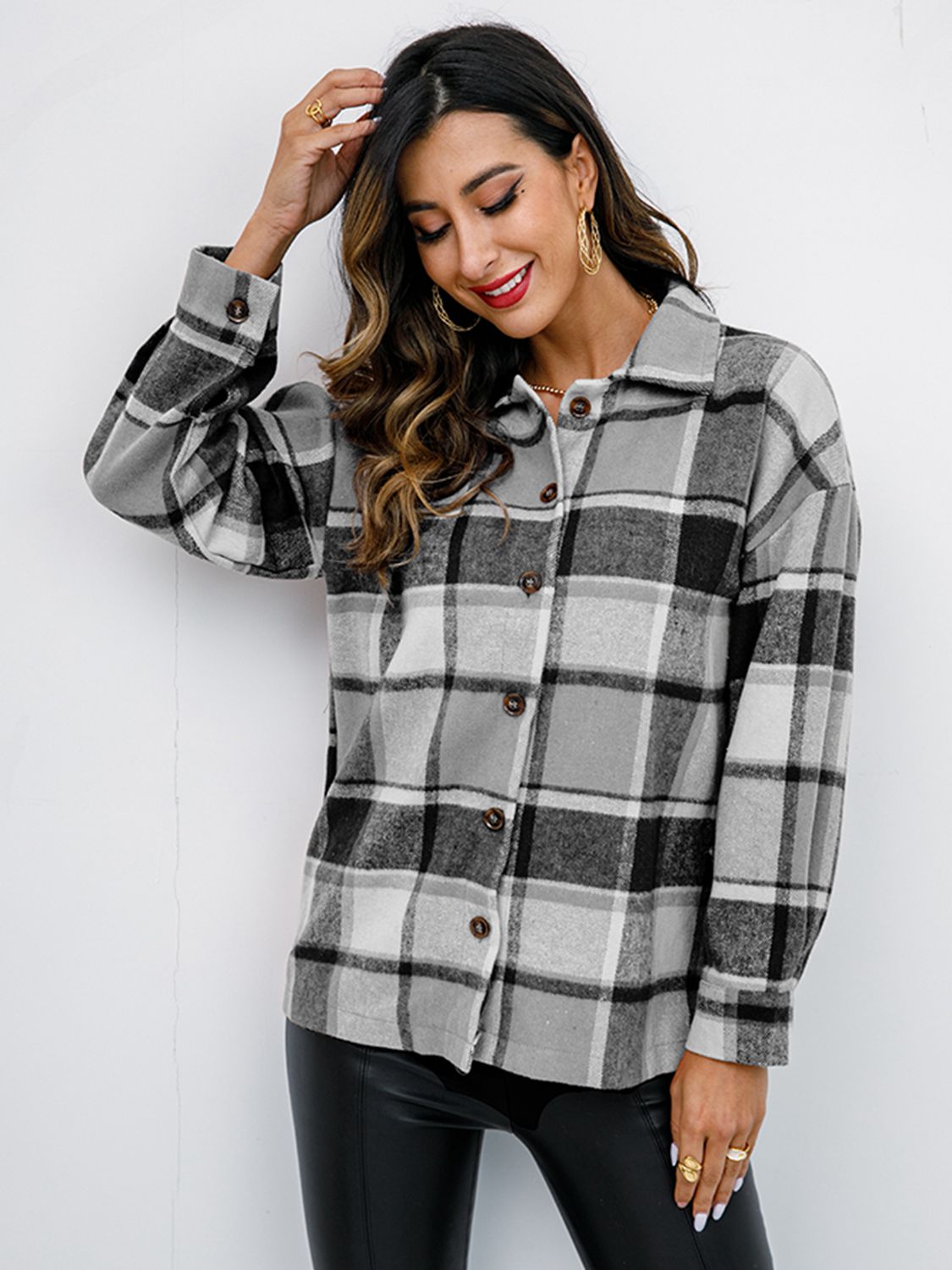 Pumpkin Patch Plaid Button-Down Jacket