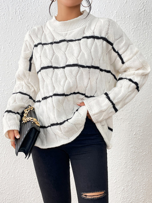 Much Love Striped Cable-Knit Sweater