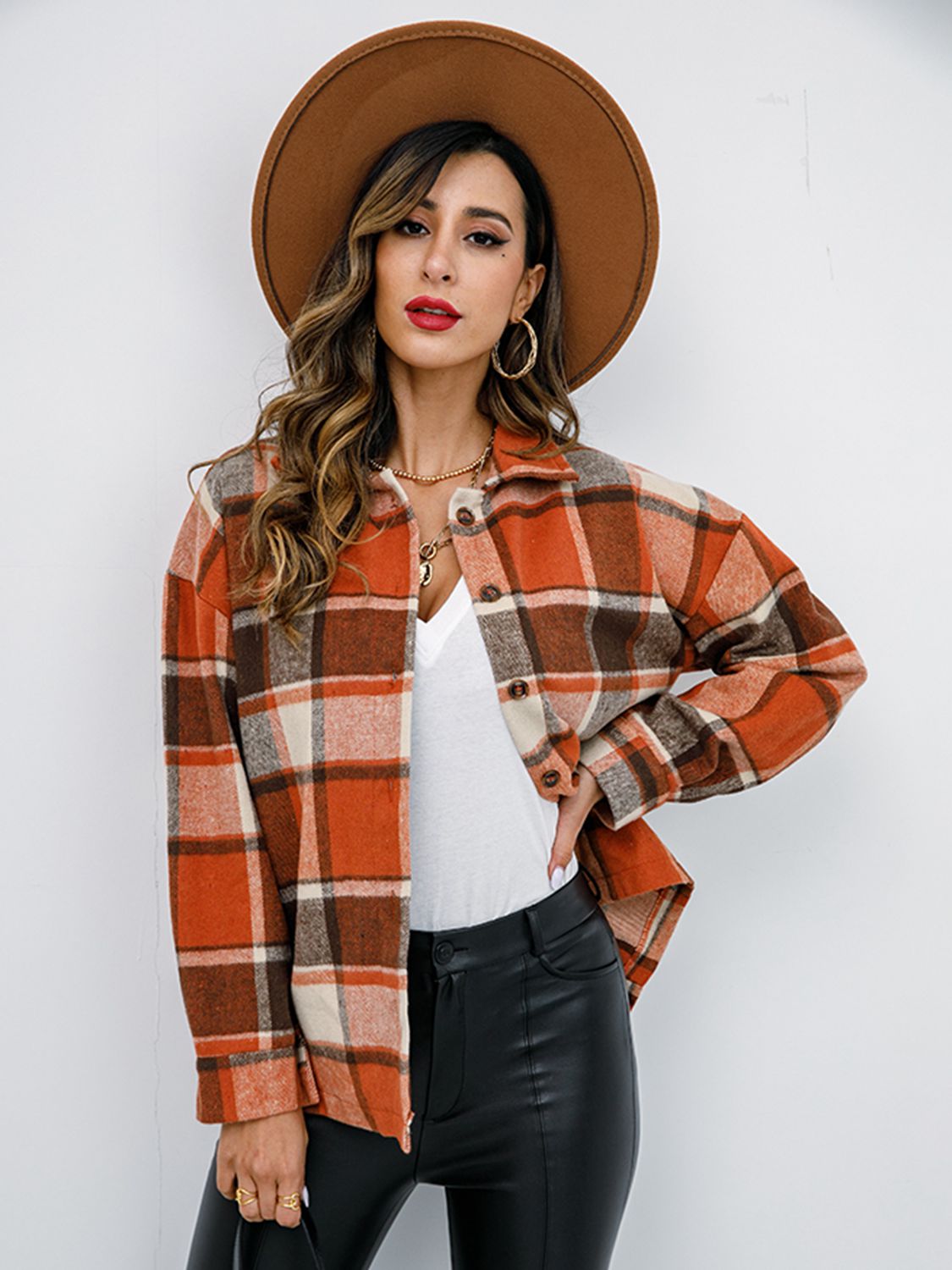 Pumpkin Patch Plaid Button-Down Jacket