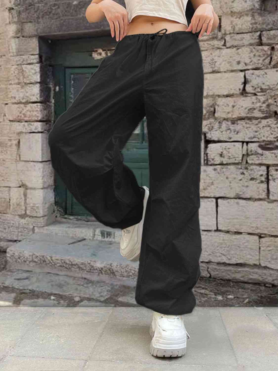 Drawstring Waist Pants with Pockets