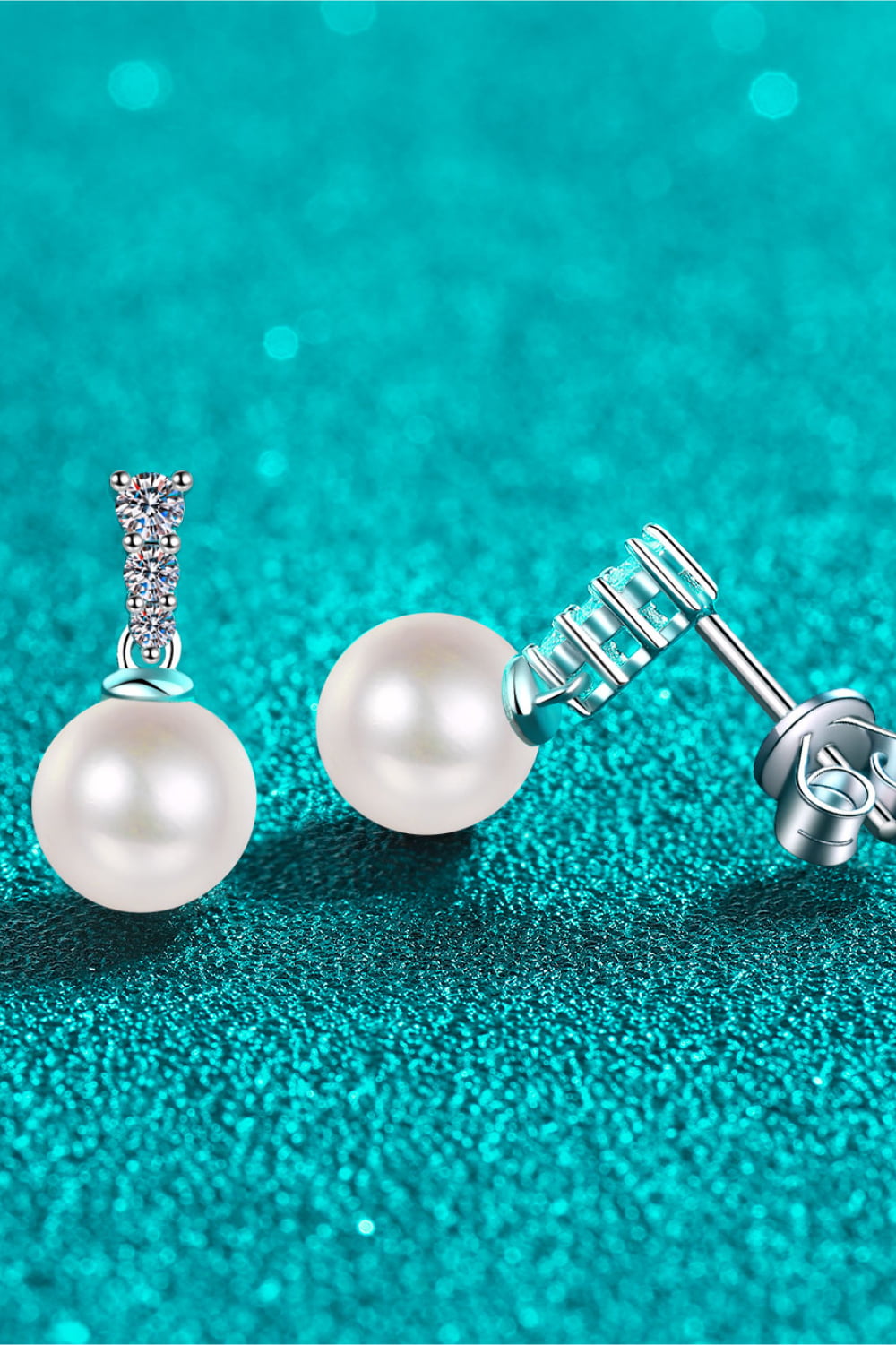 Moissanite Pearl Drop Earrings