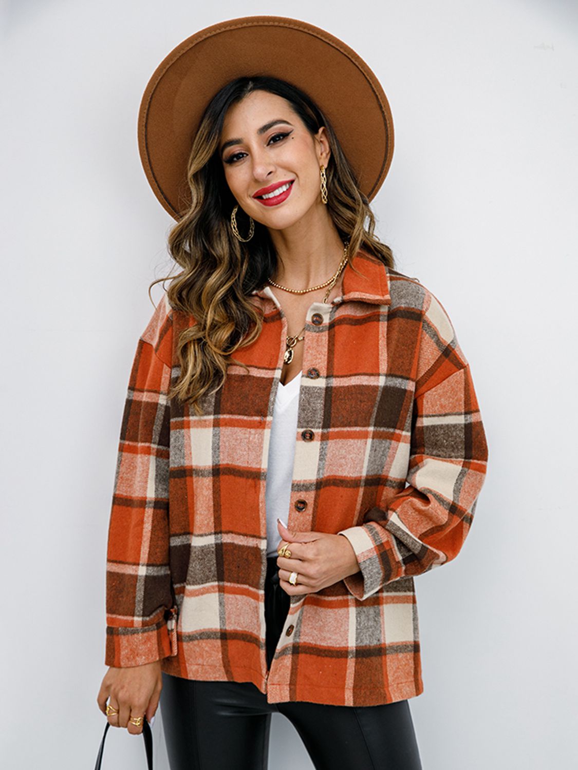 Pumpkin Patch Plaid Button-Down Jacket