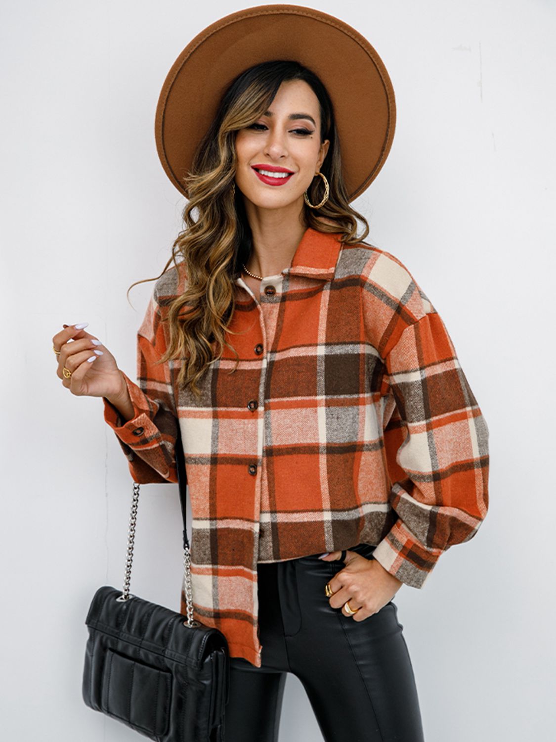 Pumpkin Patch Plaid Button-Down Jacket