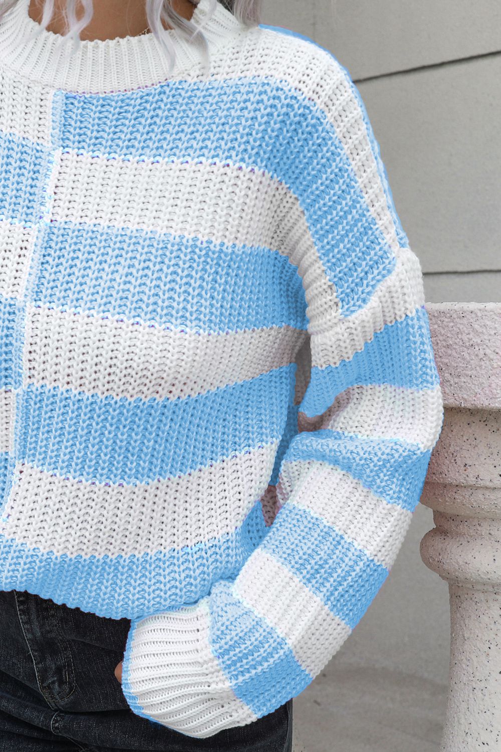 Color Block Dropped Shoulder Sweater